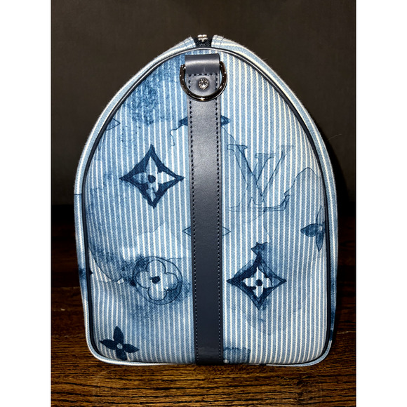 Louis Vuitton Keepall Bandouliere 50 Watercolor Hickory Blue Weekend Travel Bag - Picture 5 of 12